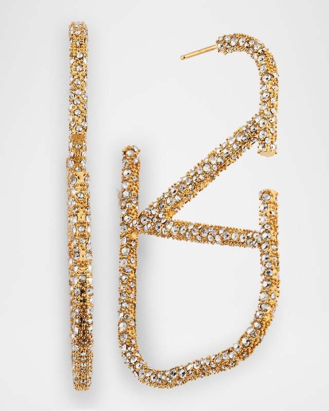 Open Crystal V Logo Earrings
